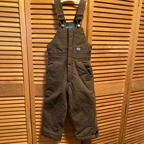 Walls Tough Wear Grow System Brown Canvas Bib Snow Pants - Picture 1 of 14